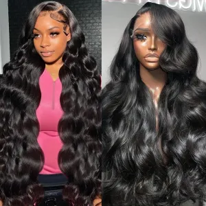 28 Inch Body Wave Lace Front Wigs Human Hair 13x4 HD Lace Front Wigs Human Hair Pre Plucked Body Wave Glueless Frontal Wigs Human Hair 180% Density for Women
