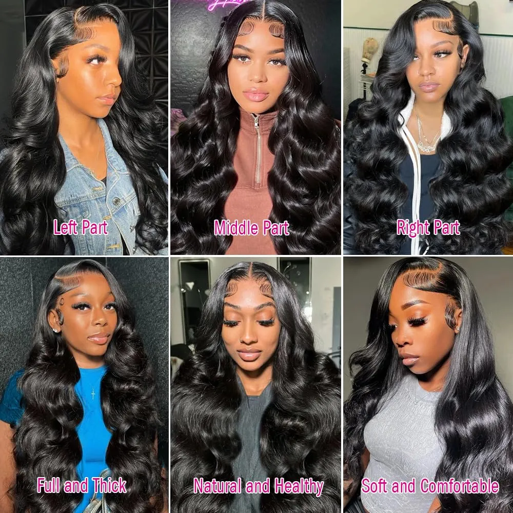 28 Inch Body Wave Lace Front Wigs Human Hair 13x4 HD Lace Front Wigs Human Hair Pre Plucked Body Wave Glueless Frontal Wigs Human Hair 180% Density for Women
