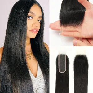 2x6 0.095mm Ultra-Thin Skinlike Real HD Lace Frontal & Closure,Straight Natural Hairstyles,Pre-Plucked Invisible Hairline,Unprocessed Virgin Human Hair,Invisible Knots HD Lace,16inch