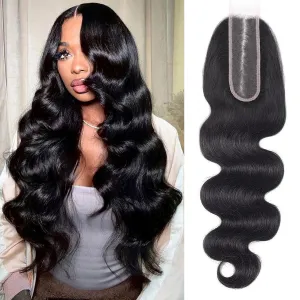 2x6 Closure Human Hair 16 Inch HD Transparent Lace 2x6 Body Wave Closure Middle Part Brazilian Human Hair Closure With Baby Hair Natural Black
