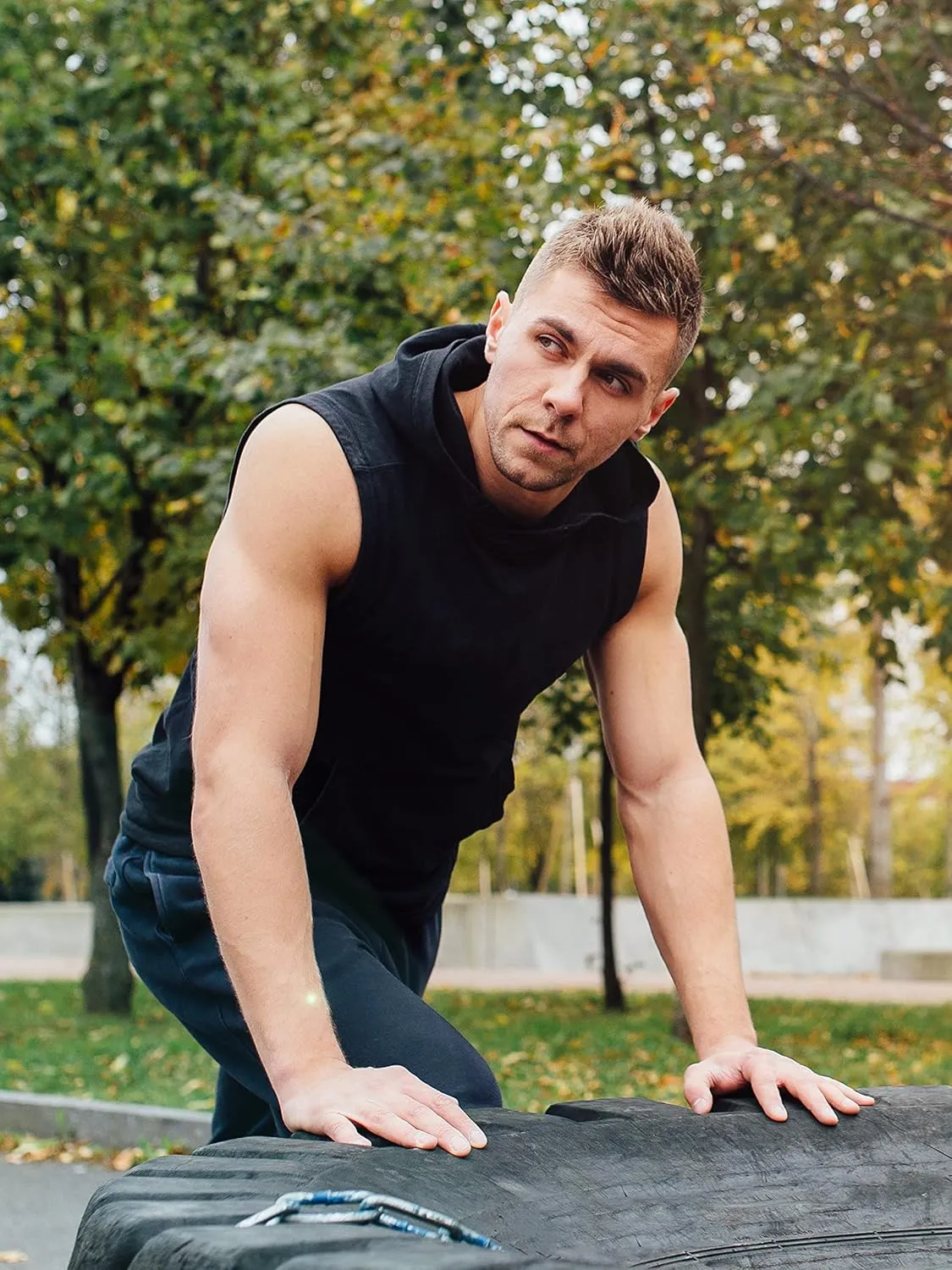3 Pack Men's Dry Fit Moisture Wicking Tech Quick Dry Sleeveless Shirts Mesh Hoodie Active Athletic Tank Tops