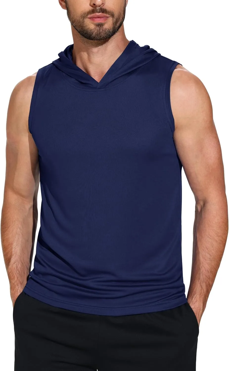 3 Pack Men's Dry Fit Moisture Wicking Tech Quick Dry Sleeveless Shirts Mesh Hoodie Active Athletic Tank Tops