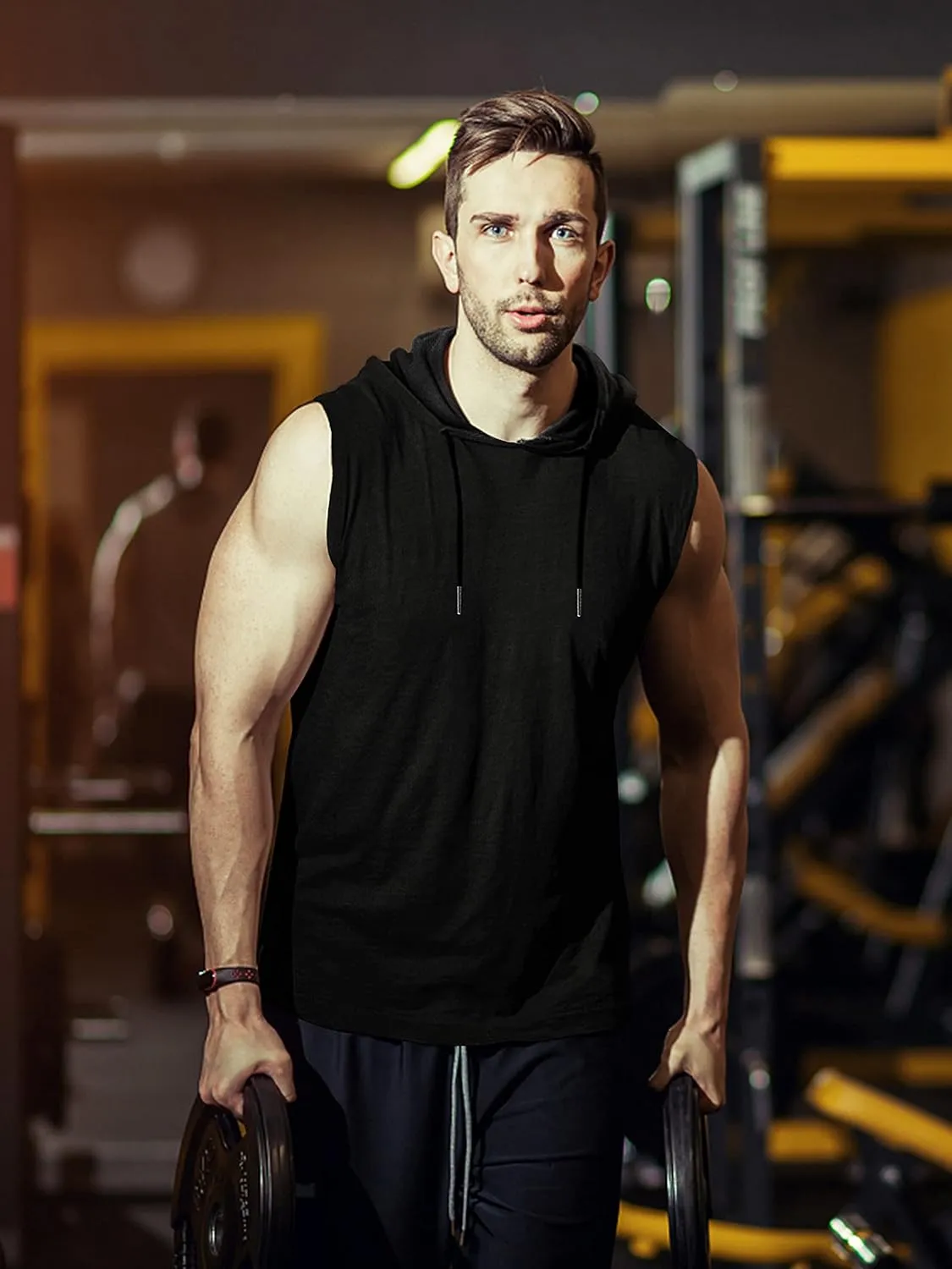 3 Pack Men's Dry Fit Moisture Wicking Tech Quick Dry Sleeveless Shirts Mesh Hoodie Active Athletic Tank Tops