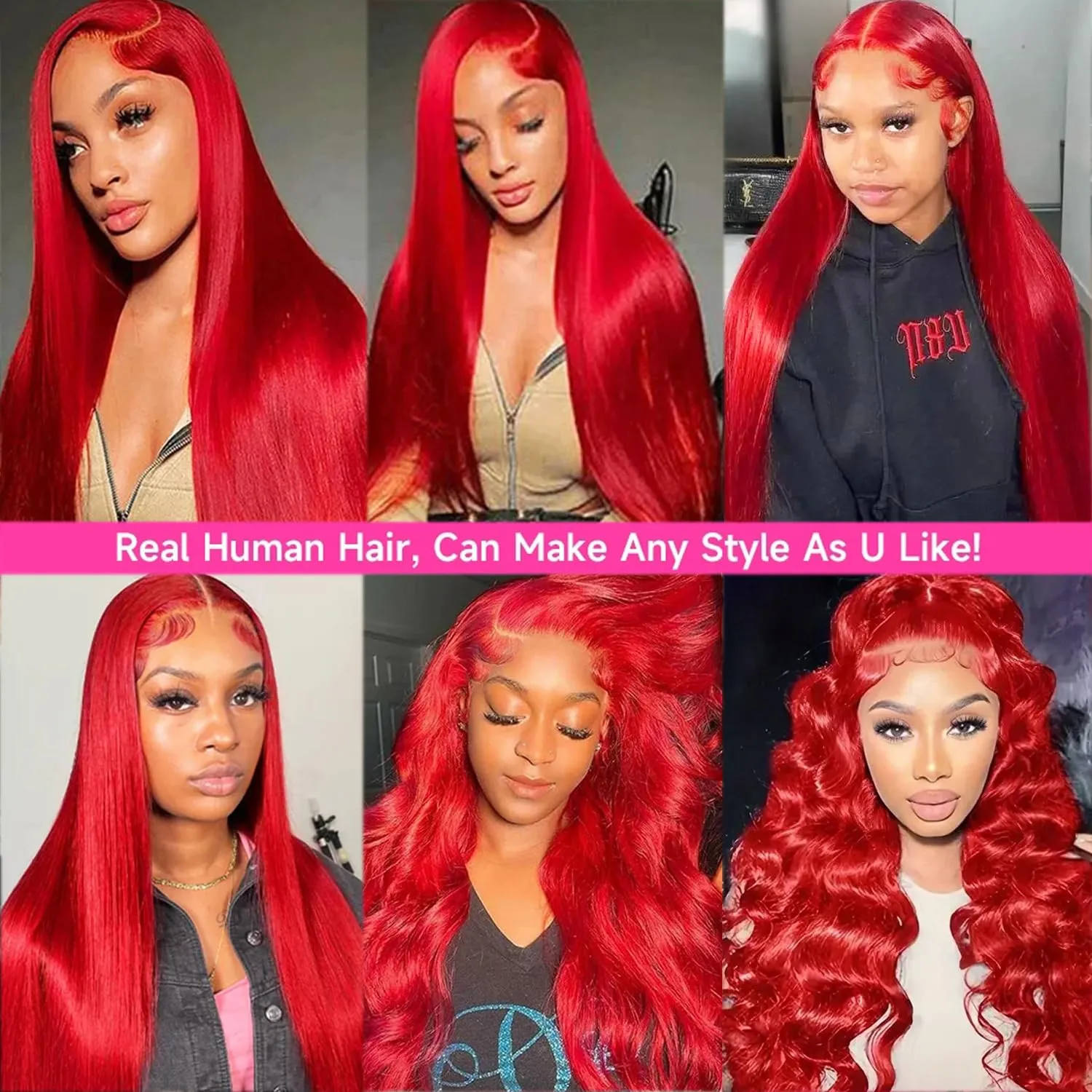 30 Inch 13x4 Lace Front Human Hair Wig for Black Women 180% Density Deep Parting HD Lace Frontal Pre Plucked Bright Red Colored Wig Tiny Knots Brazilian Virgin Raw Human Hair Wigs