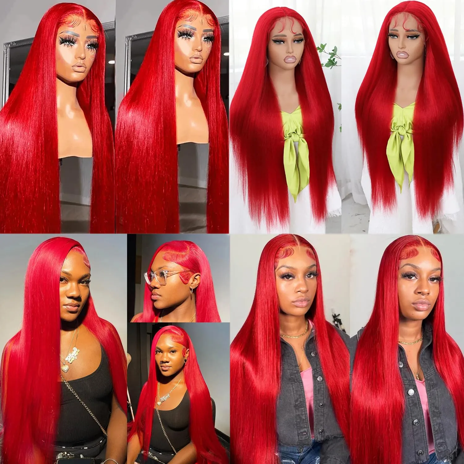 30 Inch 13x4 Lace Front Human Hair Wig for Black Women 180% Density Deep Parting HD Lace Frontal Pre Plucked Bright Red Colored Wig Tiny Knots Brazilian Virgin Raw Human Hair Wigs