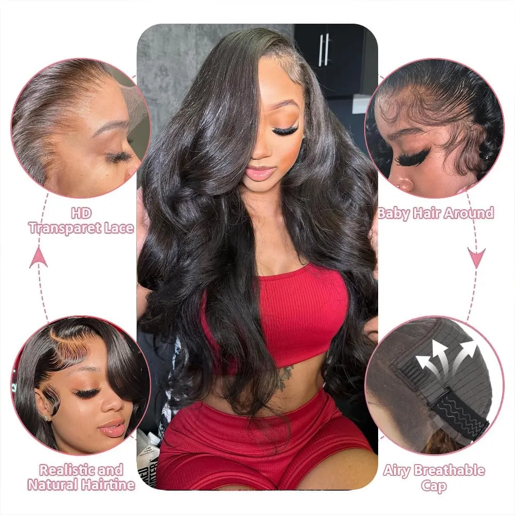 30 Inch 13X4 Lace Front Wigs Human Hair 200% Density Body Wave HD Lace Front Wigs Human Hair Pre Plucked Glueless Wigs Human Hair for Women With Baby Hair