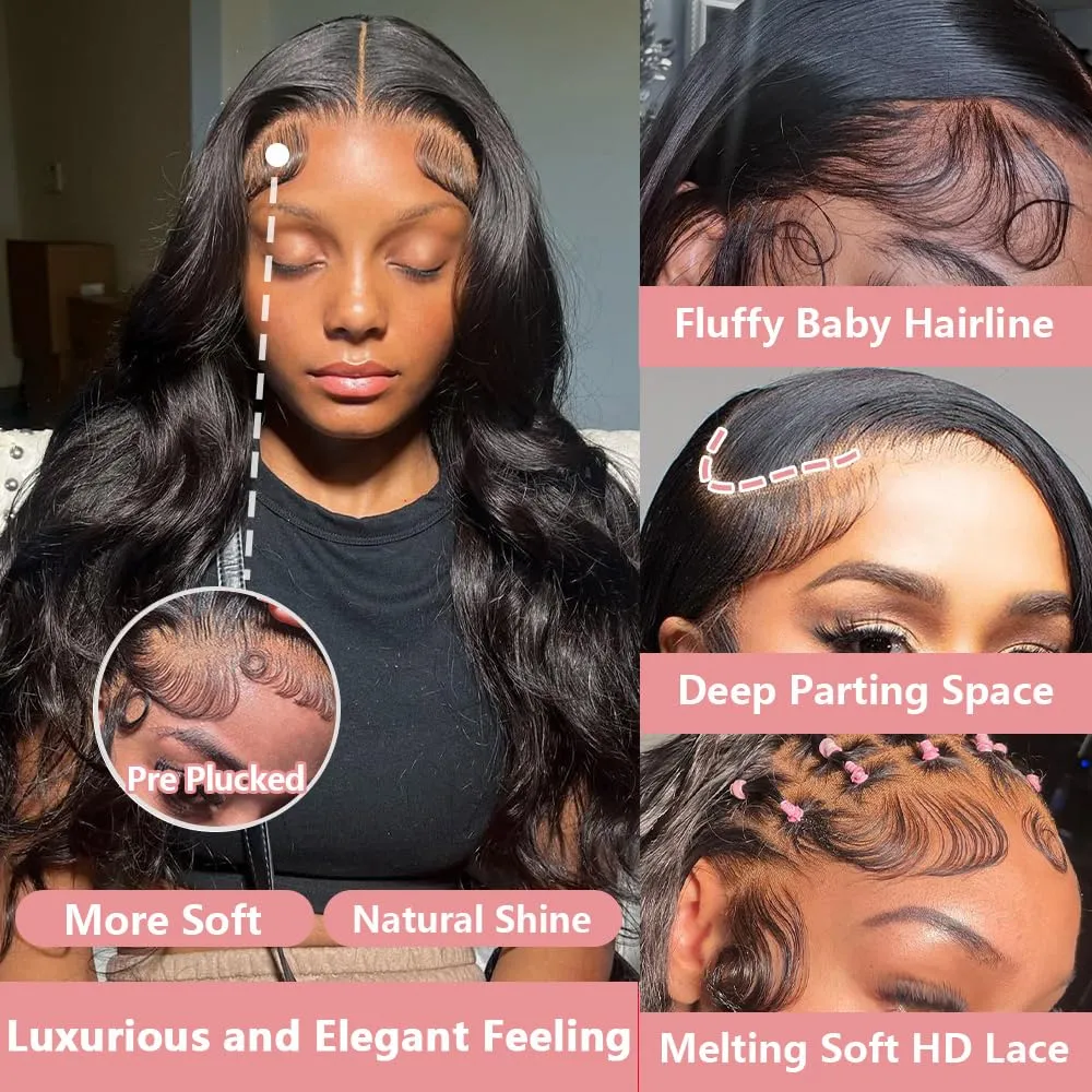 30 Inch 13X4 Lace Front Wigs Human Hair 200% Density Body Wave HD Lace Front Wigs Human Hair Pre Plucked Glueless Wigs Human Hair for Women With Baby Hair