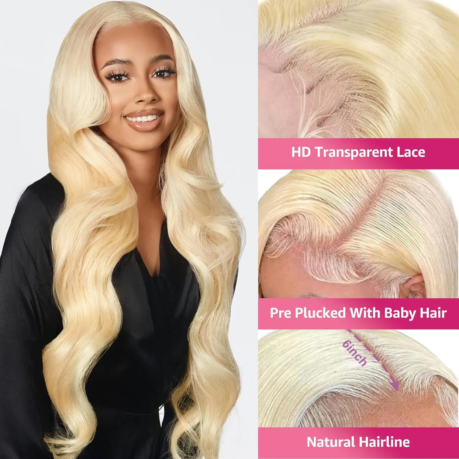 30 Inch 613 13x6 Lace Front Wig Human Hair 200 Density Blonde Body Wave 13x6 Lace Front Wigs Human Hair Blonde Wig 613 HD Lace Frontal Wigs Pre Plucked 613 Human Hair Wig