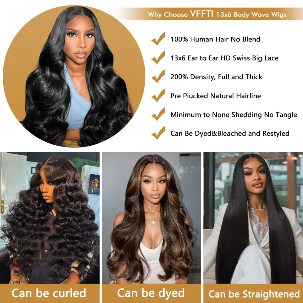 30 Inch Body Wave Lace Front Wigs Human Hair 13x6 HD Lace Front Wigs Human Hair 200 Density Glueless Wigs Pre Plucked Virgin Hair Lace Front Wigs for Women