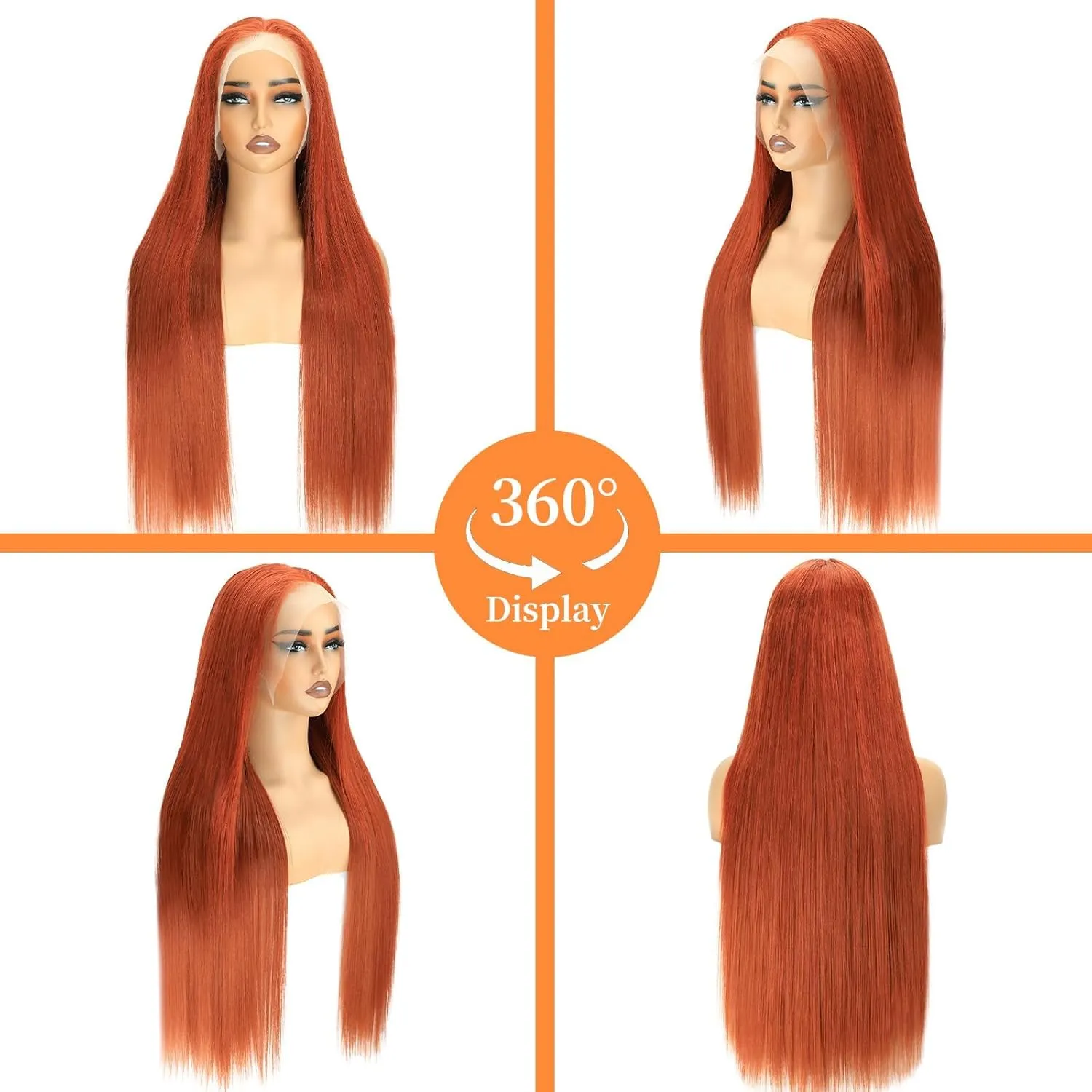 30 Inch Ginger Orange 13x6 Lace Front Wig Human Hair