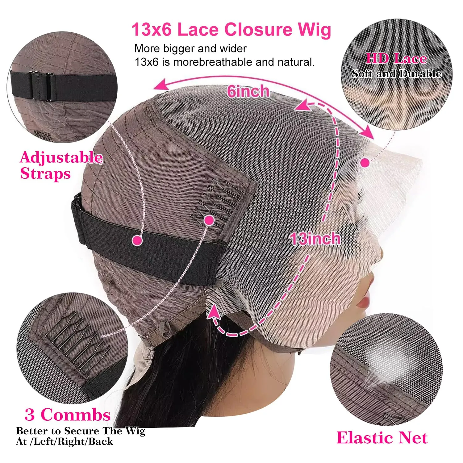 30 Inch Straight Lace Front Wig Human Hair 13x6 Straight HD Lace Front Wigs Human Hair Wigs for Women Pre Plucked 180% Density Straight Lace Frontal Wigs Human Hair Natural Black