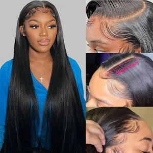 30 Inch Straight Lace Front Wig Human Hair 13x6 Straight HD Lace Front Wigs Human Hair Wigs for Women Pre Plucked 180% Density Straight Lace Frontal Wigs Human Hair Natural Black