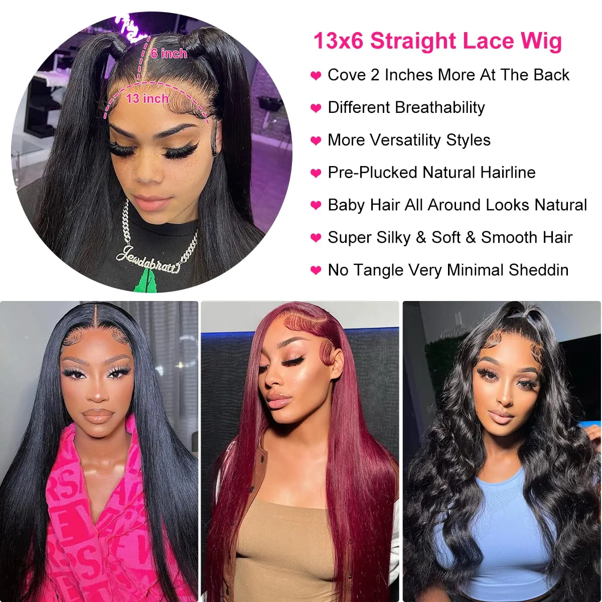 30 Inch Straight Lace Front Wig Human Hair 13x6 Straight HD Lace Front Wigs Human Hair Wigs for Women Pre Plucked 180% Density Straight Lace Frontal Wigs Human Hair Natural Black