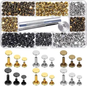 300 Set Leather Rivets Double Cap Rivet Buttons With Setting Tool Kit And Stor