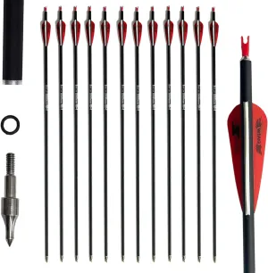31inch Carbon Arrow Archery Targeting Practice Hunting Arrows for Compound & Recurve Bow with Removable Tips(Pack of 12)