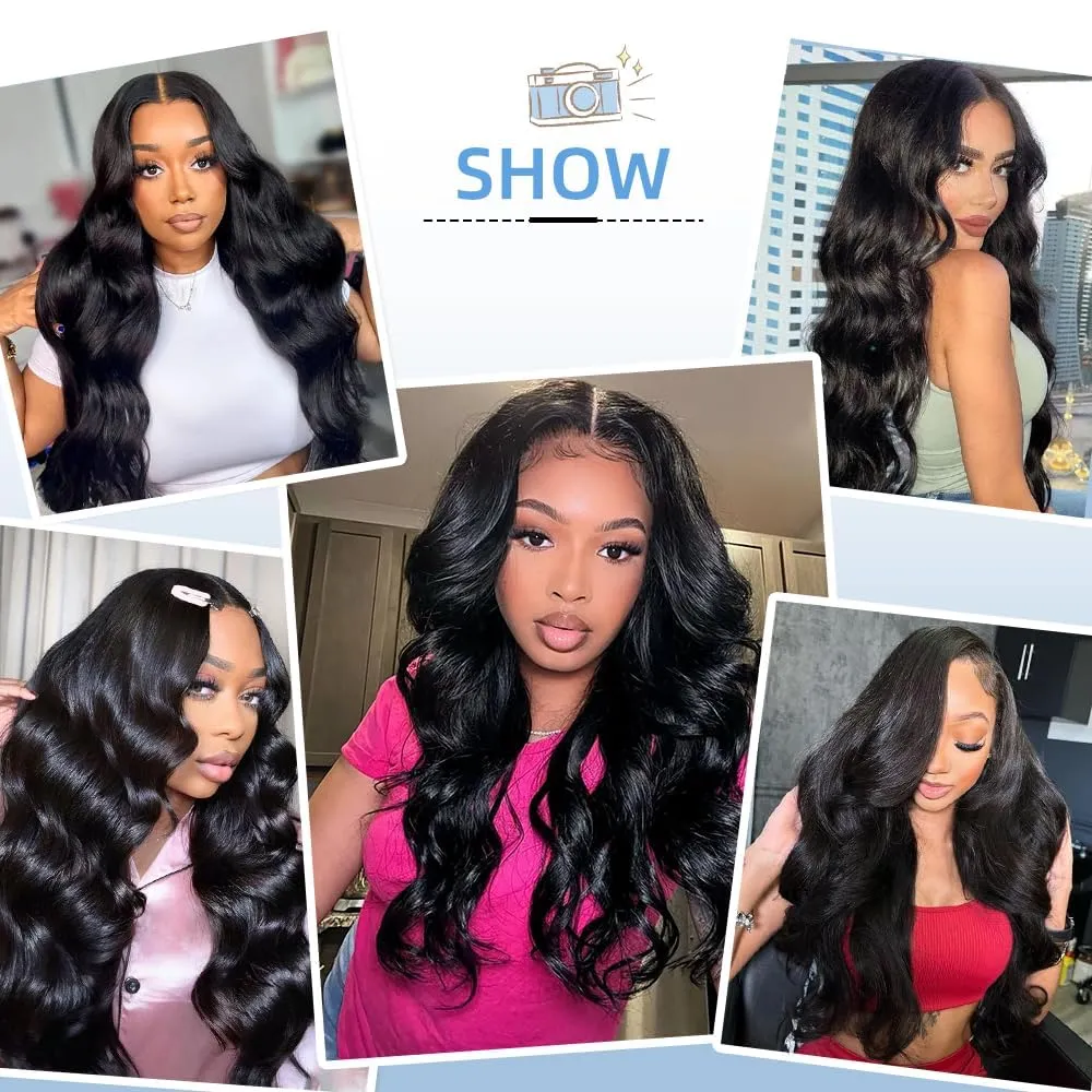 32 Inch 13x6 Lace Front Wigs Human Hair 200% Density Body Wave Lace Frontal Wigs Human hair Pre Plucked with Baby Hair Real Wig Human Hair Lace Front Wigs for Women Natural Color