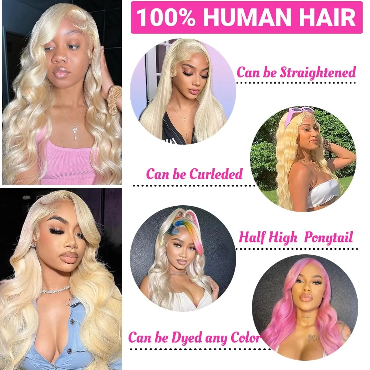 32 Inch 613 Human Hair Wig 13x4 Honey Blonde Lace Front Wig Human Hair Pre Plucked Glueless Body Wave Lace Front Wigs Human Hair 200 Density HD Transparent Lace Frontal Wigs Human Hair for Women