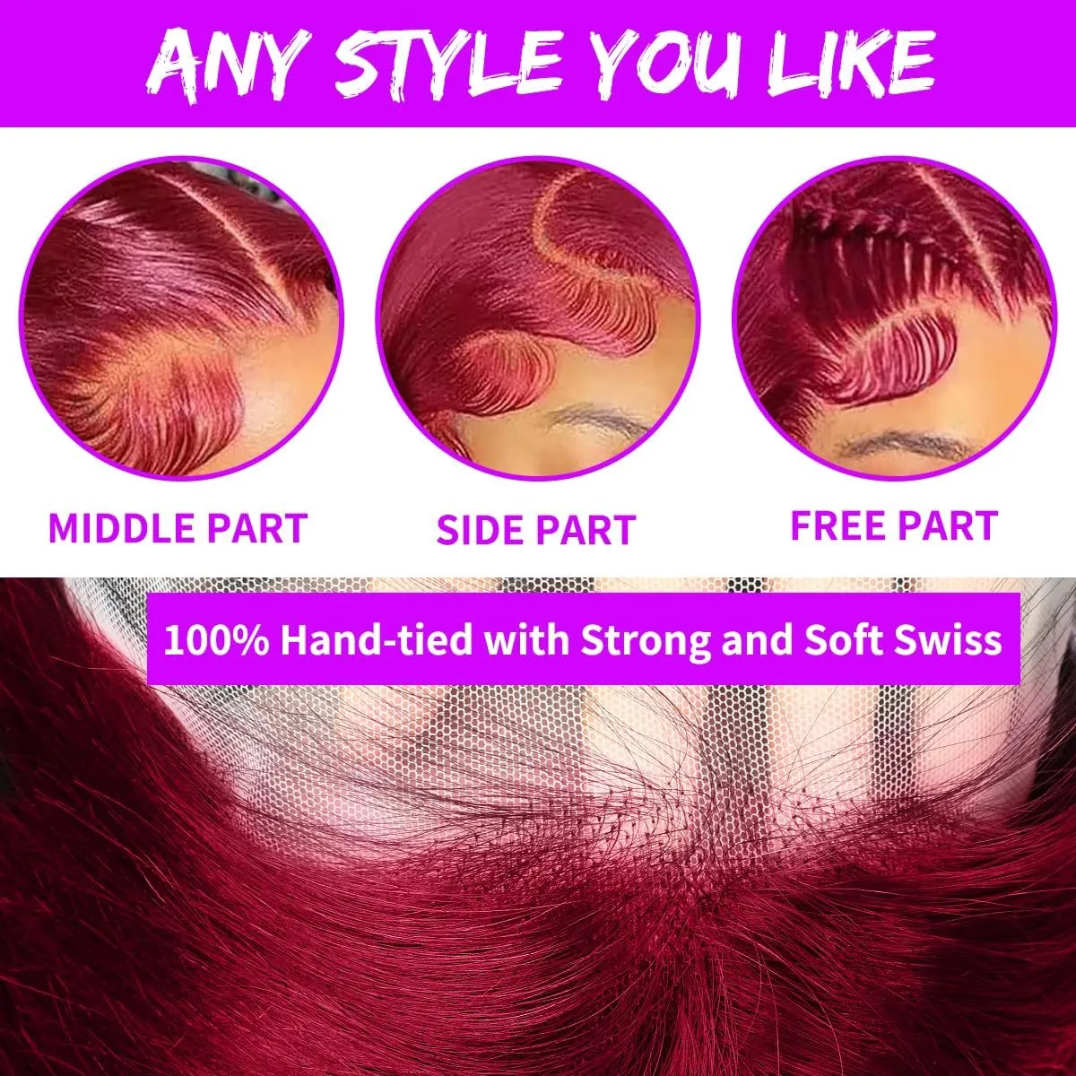 34 Inch 99J Burgundy Lace Front Wigs Human Hair 200% Density 13x6 Straight Lace Front Wigs Human Hair Pre Plucked Red Lace Frontal Wig for Women Glueless Human Hair Wig Pre Plucked with Baby Hair