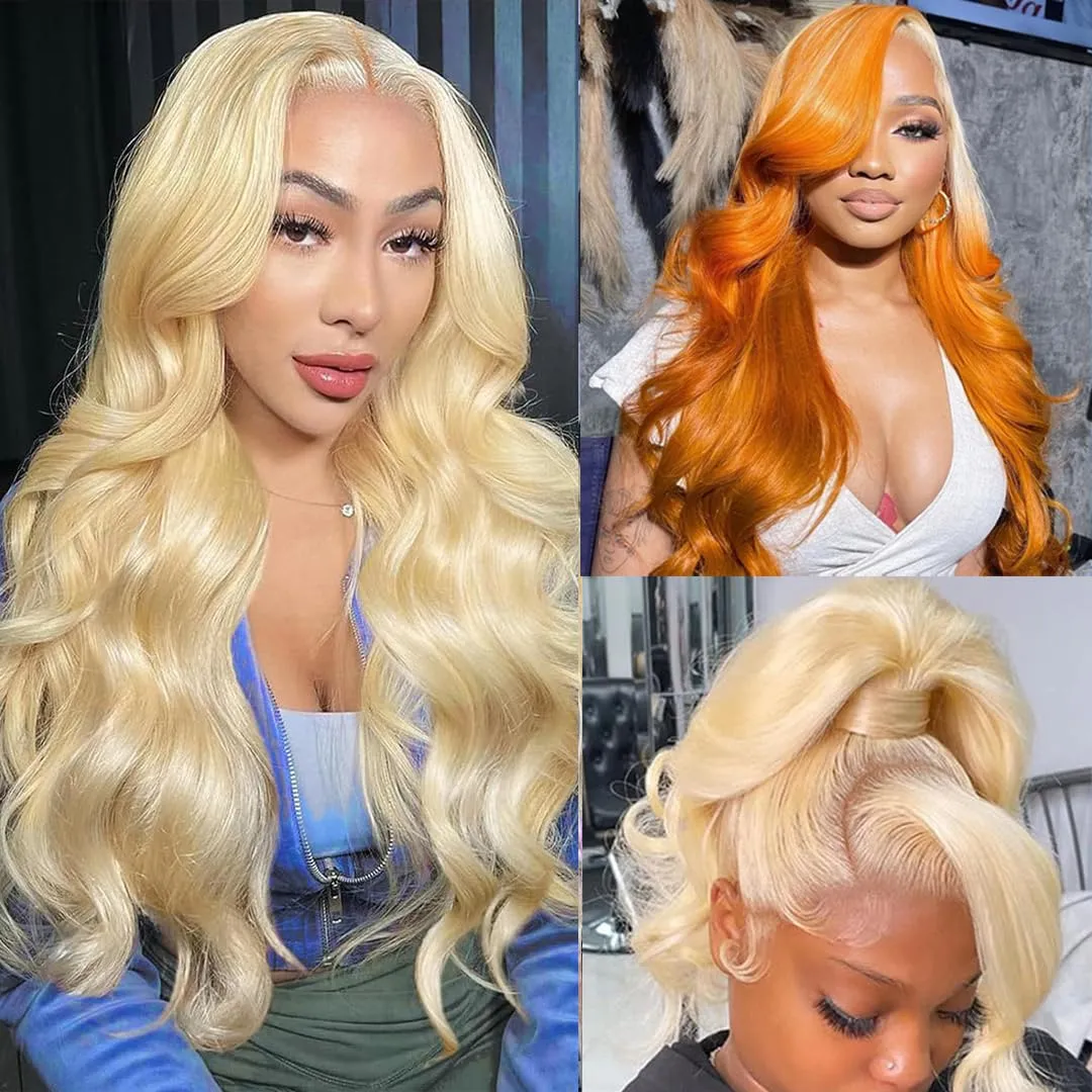 360 Wig Human Hair Full Lace 613 Lace Front Wig Human Hair 20 Inch 360 Lace Front Wigs Human Hair 200 Density HD Lace Front Wigs Human Hair Pre Plucked Body Wave Blonde Wig Human Hair