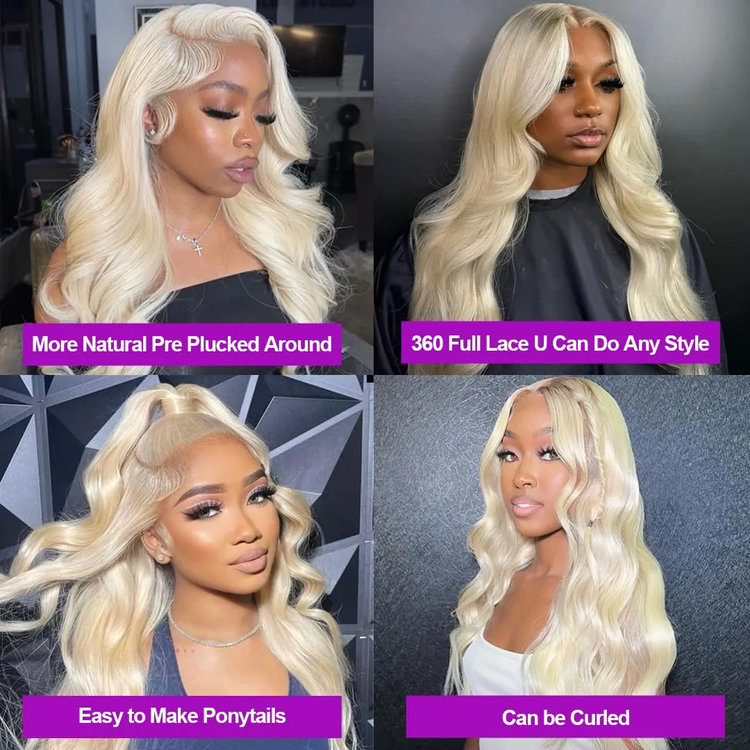 360 Wig Human Hair Full Lace 613 Lace Front Wig Human Hair 20 Inch 360 Lace Front Wigs Human Hair 200 Density HD Lace Front Wigs Human Hair Pre Plucked Body Wave Blonde Wig Human Hair