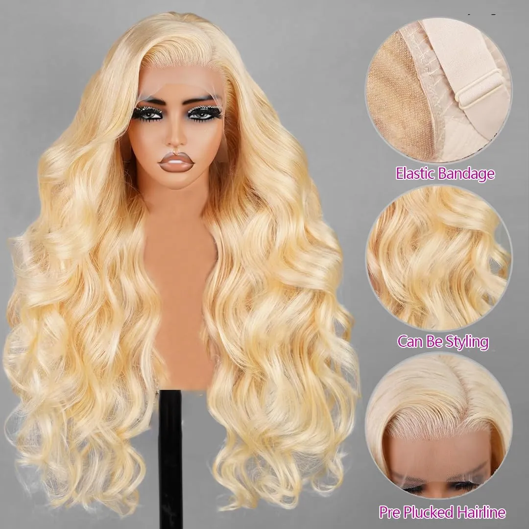 360 Wig Human Hair Full Lace 613 Lace Front Wig Human Hair 20 Inch 360 Lace Front Wigs Human Hair 200 Density HD Lace Front Wigs Human Hair Pre Plucked Body Wave Blonde Wig Human Hair