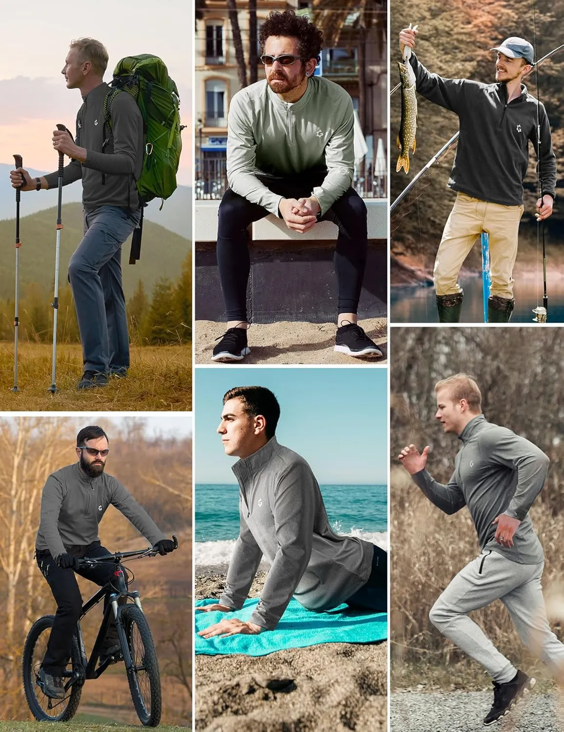 3Pack Quarter Zip Pullover Men Long Sleeve Sweatshirts Running Athletic Golf Gym Shirt Quick Dry
