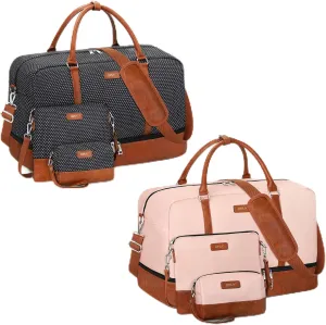 3PCS Weekender Bag for Women Overnight Bag Travel Bag Carry on Duffle Bag with Shoe Compartment Fit 21.5" Laptop