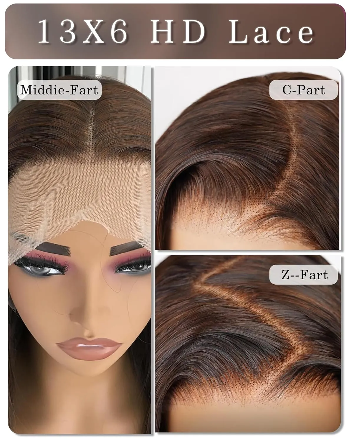 4# Chocolate Brown Lace Front Wig 200 Density Brown 13x6 HD Transprent Lace Frontal Human Hair Pre Plucked Pre Cut with Baby Hair for Black Women 30 Inch Chocolate Wig
