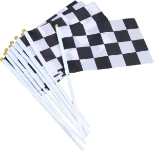 50pcs Mini Racing Flags Checkered Hand Flags for Race Car Small Pennant Race Black White Sports Decor