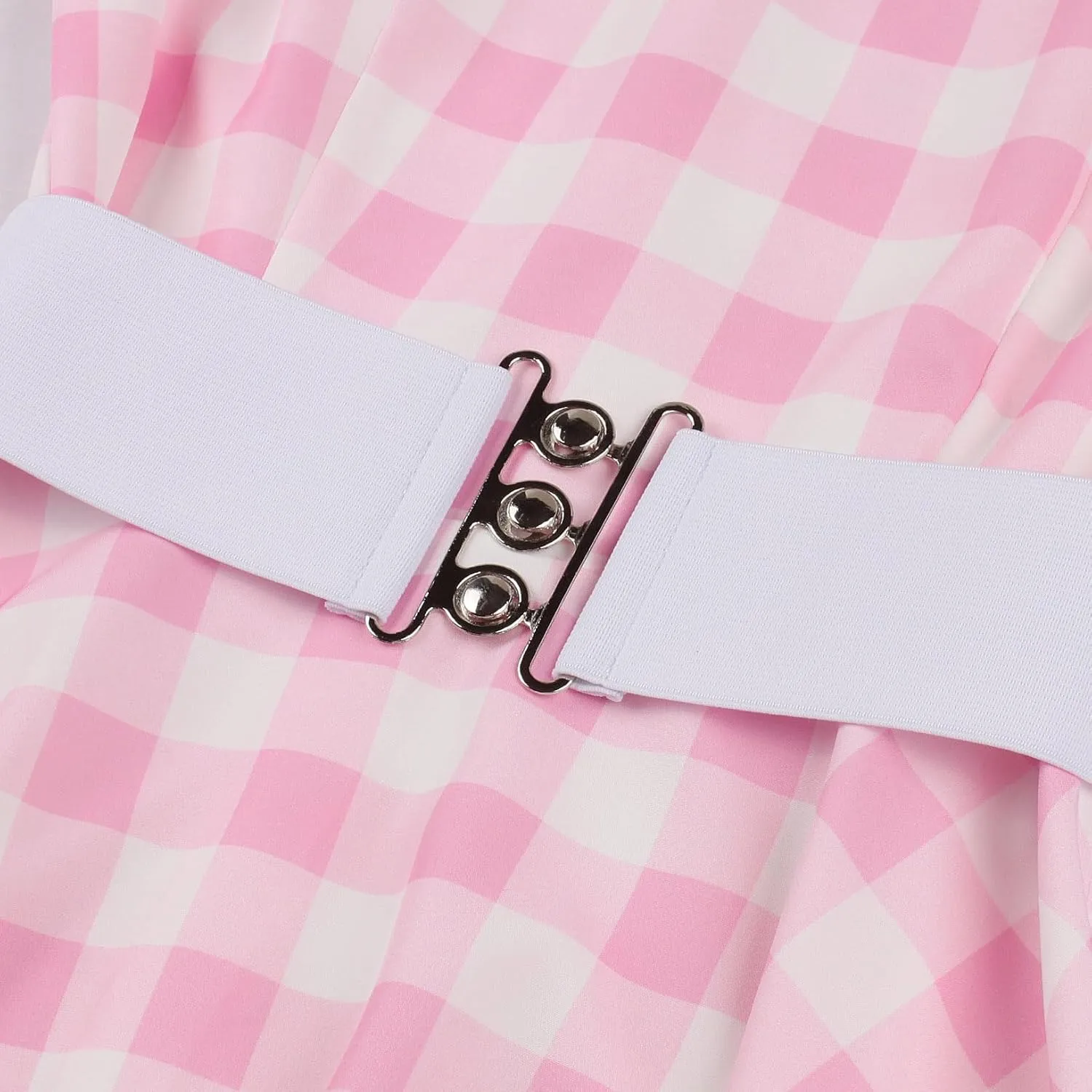 50s Pink Plaid Dresses for Women Vintage 1950s Pink Gingham Dress Spaghetti Straps Rockabilly Pinup Dresses Halloween Cosplay