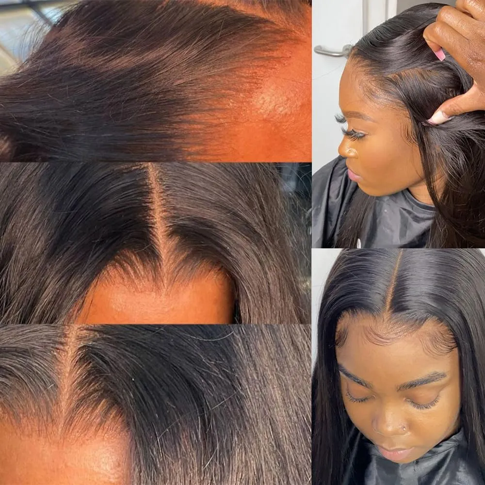 5x5 Lace Closure, Ultra-Thin Invisible HD Transparent Swiss Lace Closure Pre Plucked with Baby Hair 12A Grade Brazilian Human Hair Closure Body Wave Free Part Small Single Knots 16 Inch