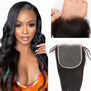 5x5 Transparent HD Lace Closure Straight Hair Invisible Lace 12A Brazilian Natural Virgin Remy Human Hair Frontal Closure Pre Plucked Natural Black 100% Human Hair Lace Closure (8inch)