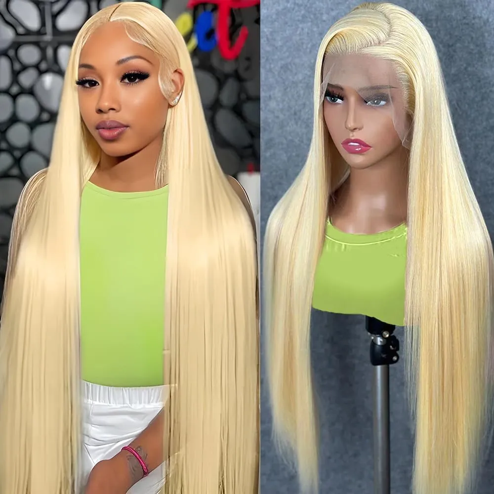 613 13x4 Lace Front Wig Human Hair 200% Density Straight Blonde Lace Frontal Wigs Human Hair Pre Plucked Blonde Wig Human Hair 30inch
