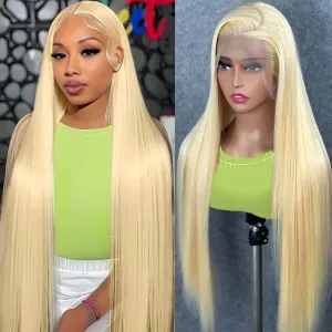 613 13x4 Lace Front Wig Human Hair 200% Density Straight Blonde Lace Frontal Wigs Human Hair Pre Plucked Blonde Wig Human Hair 30inch