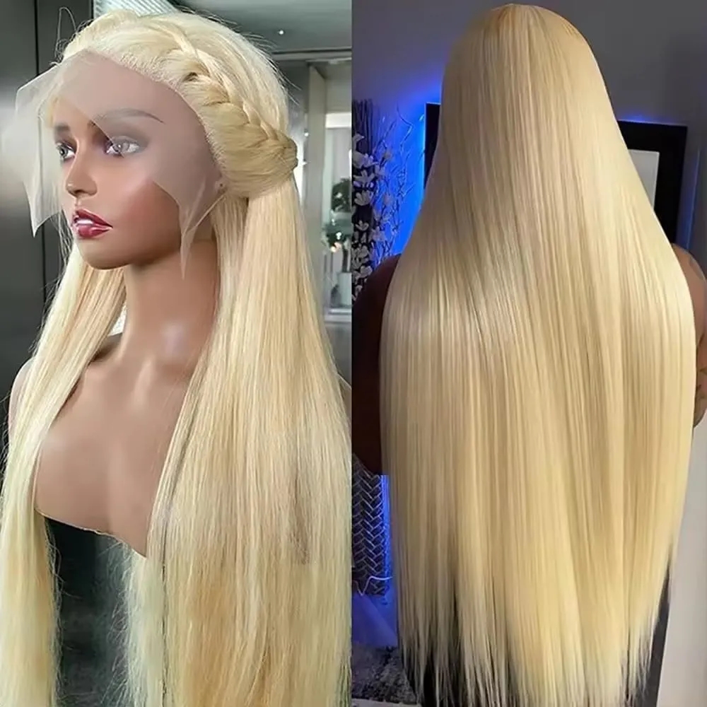 613 13x6 Lace Front Wig Human Hair 200 Density Blonde Wig Human Hair 613 Lace Front Wig Human Hair Straight Lace Frontal Wig Pre Plucked With Baby Hair 32 Inch