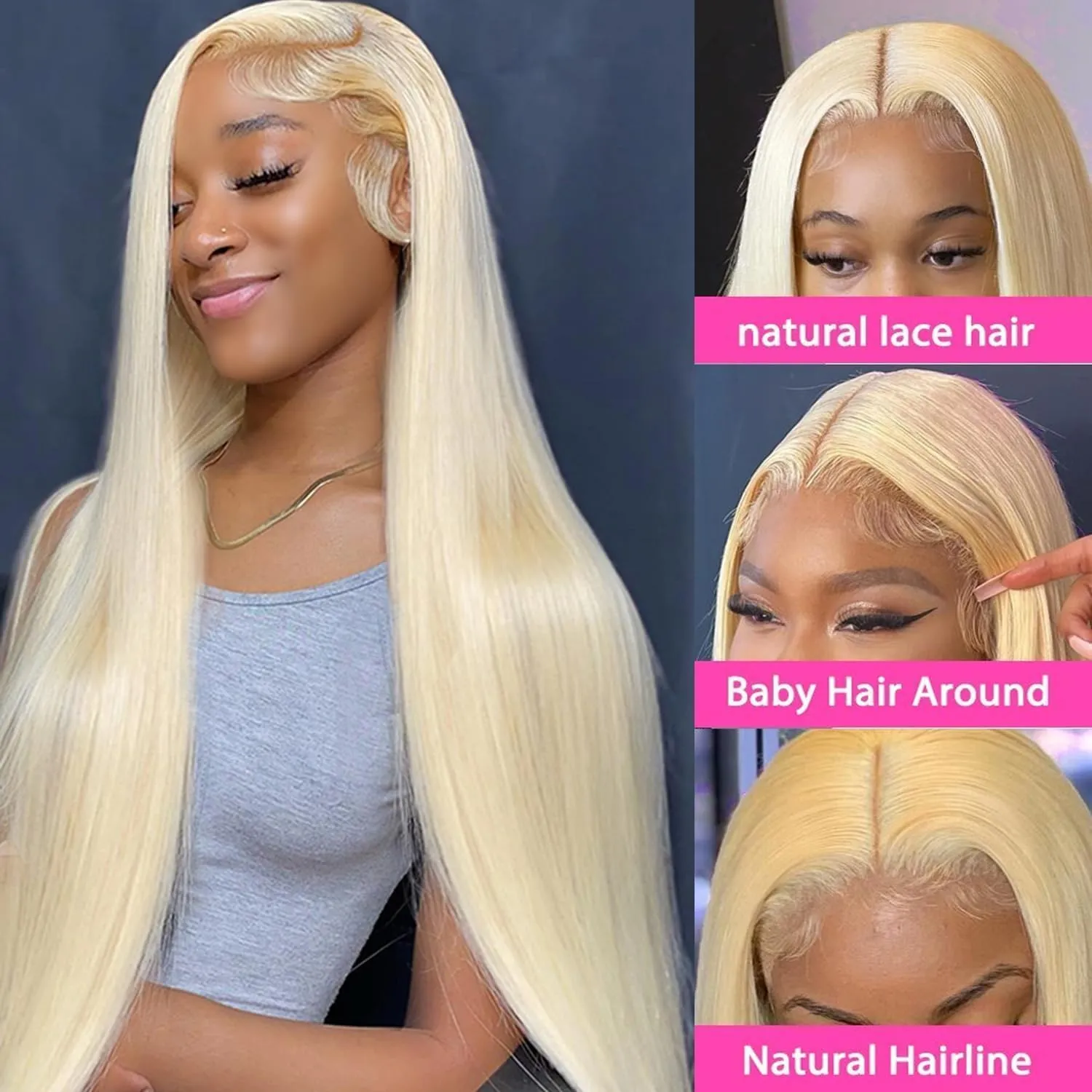 613 13x6 Lace Front Wig Human Hair 200 Density Blonde Wig Human Hair 613 Lace Front Wig Human Hair Straight Lace Frontal Wig Pre Plucked With Baby Hair 32 Inch