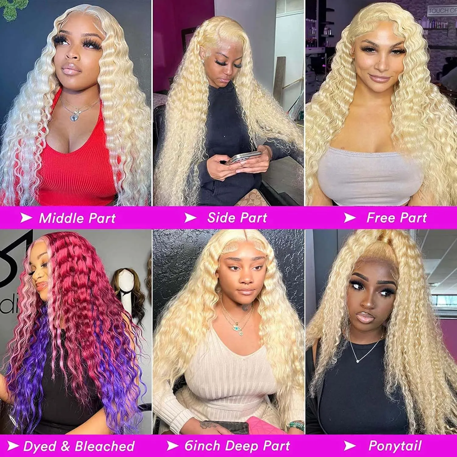 613 Blonde Deep Wave 13x6 HD Transparent Lace Front Wig Human Hair Pre Plucked Blonde Wig Human Hair with Baby Hair 180% Density for Women(28inches 613 13x6 Wig)