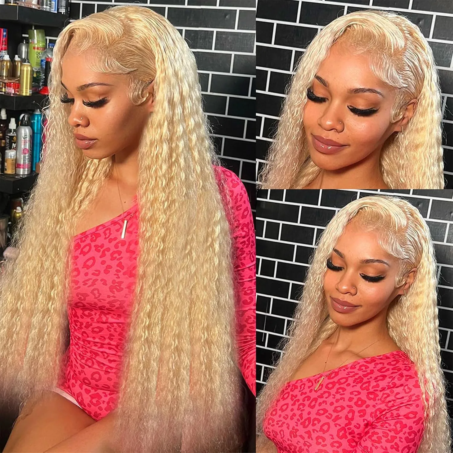 613 Blonde Deep Wave 13x6 HD Transparent Lace Front Wig Human Hair Pre Plucked Blonde Wig Human Hair with Baby Hair 180% Density for Women(28inches 613 13x6 Wig)
