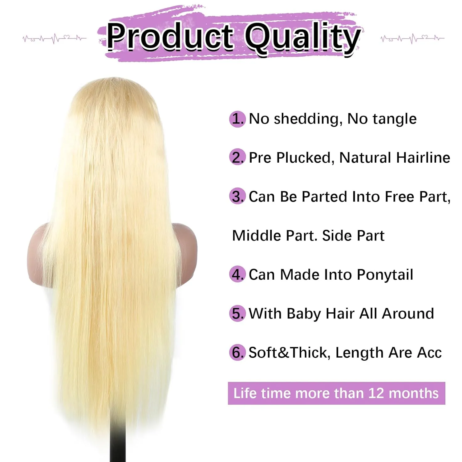 613 Lace Front Wig Human Hair 13x6 Blonde Wig Human Hair Straight 613 HD Lace Frontal Wig 180% Density Blonde Lace Front Wigs Human Hair Glueless Wigs Pre Plucked With Baby Hair (16Inch)