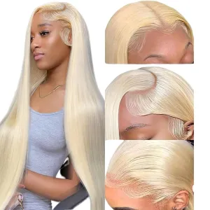 613 Lace Front Wig Human Hair 13x6 Blonde Wig Human Hair Straight 613 HD Lace Frontal Wig 180% Density Blonde Lace Front Wigs Human Hair Glueless Wigs Pre Plucked With Baby Hair (16Inch)