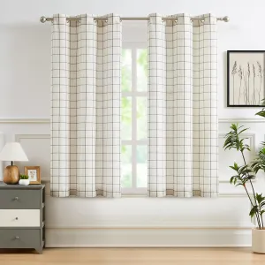63 Inches Buffalo Plaid Light Filtering Window Curtains,Yarn Dyed Black and White Stripes Farmhouse Drapes Grommet Top,Privacy Window Treatment Set for Bedroom Living Room,40" Wx63 Lx2