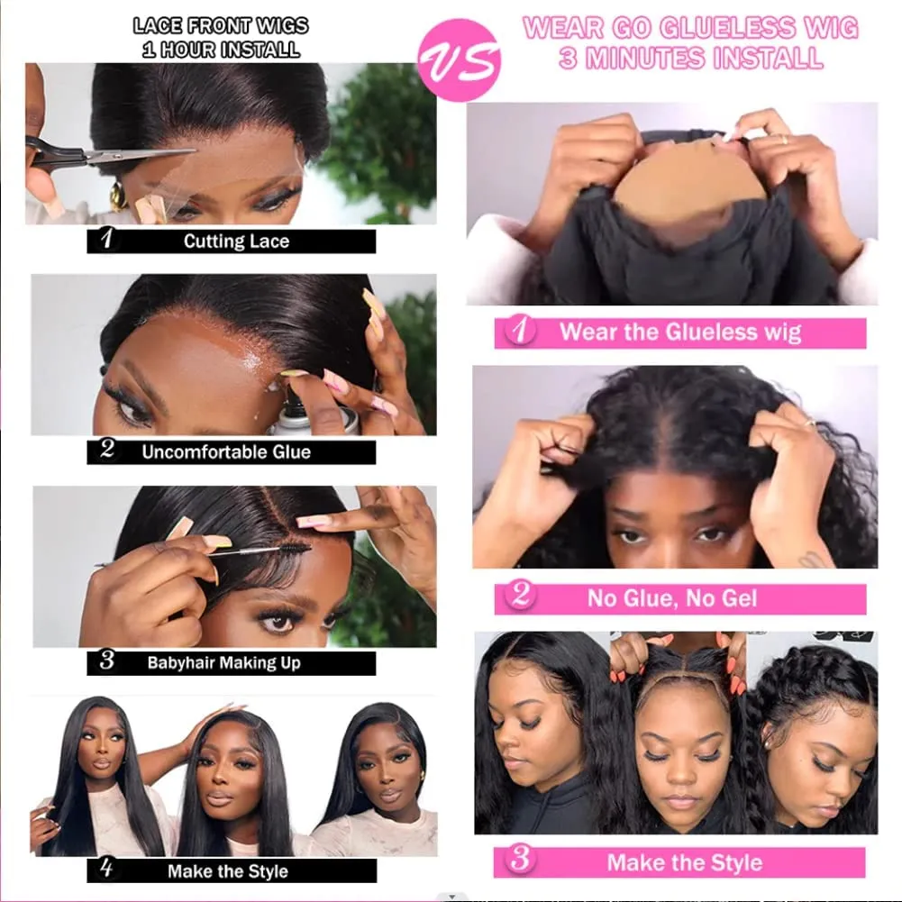 7x5 Wear and Go Glueless Wig Human Hair Pre-Plucked Pre-Cut 200% Density HD Lace Closure Wigs Human Hair Deep Wave Wig Human Hair 26 inch