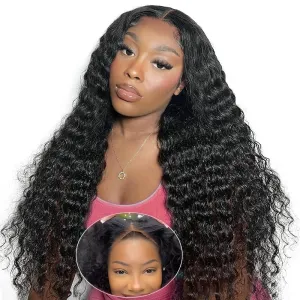 7x5 Wear and Go Glueless Wig Human Hair Pre-Plucked Pre-Cut 200% Density HD Lace Closure Wigs Human Hair Deep Wave Wig Human Hair 26 inch