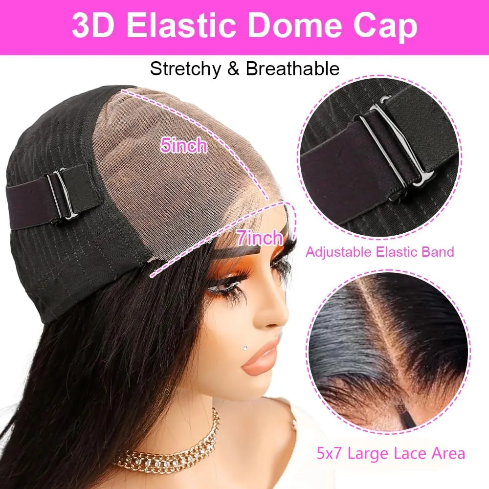 7x5 Wear and Go Glueless Wig Human Hair Pre-Plucked Pre-Cut 200% Density HD Lace Closure Wigs Human Hair Deep Wave Wig Human Hair 26 inch