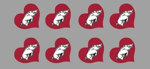 8 Piece Arkansas Officially Licensed Waterless Peel & Stick Temporary Spirit Tattoos 8PK Heart