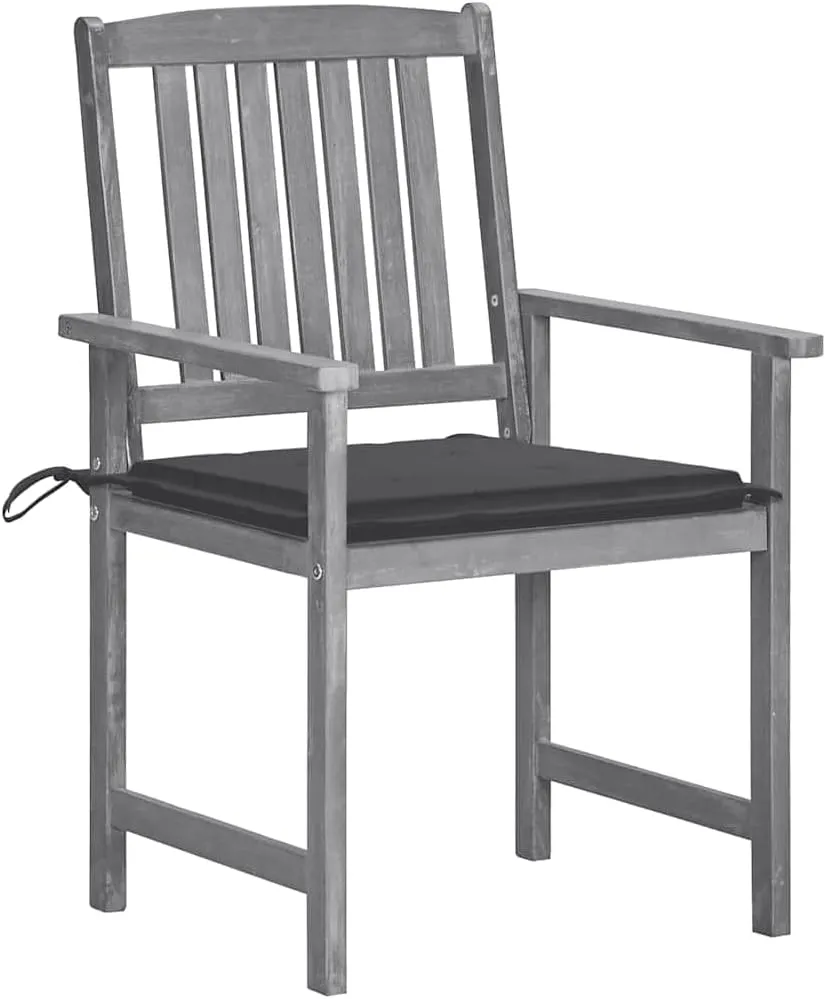 8-Piece Solid Acacia Wood Patio Chairs Set with Gray Wash Finish and Polyester Cushions, Outdoor Furniture for Poolside Lounging Sunbathing Backyard Dining