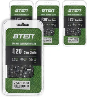8TEN Full Chisel Chainsaw Chain 20 Inch .050 .325 81DL for Stihl MS for Stihl MS 261 270 280 291 360 361 (4 Pack)
