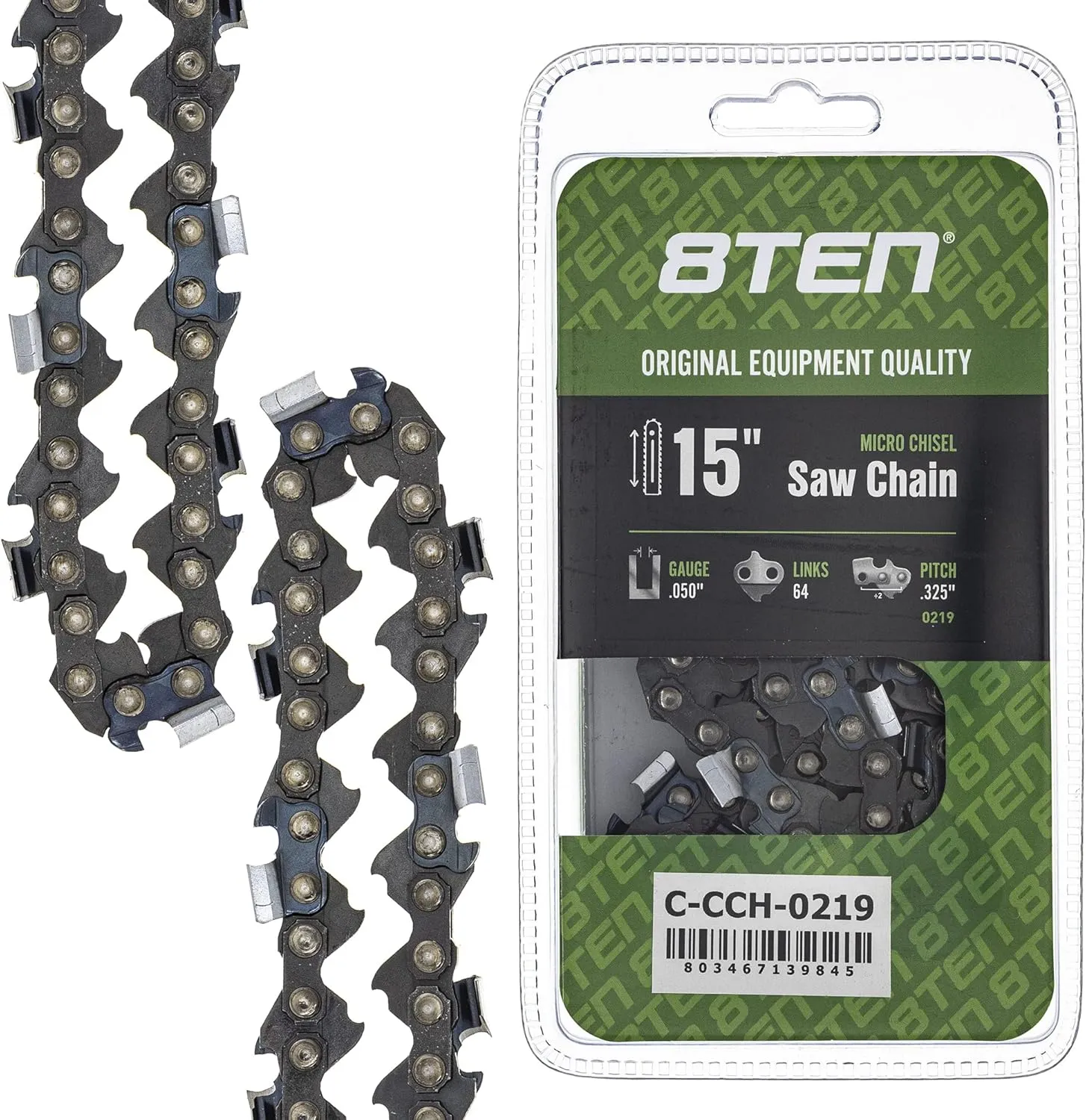 8TEN Micro Chisel Chainsaw Chain 15 Inch .050 .325 64DL for Husqvarna 50 55 455 Rancher Jonsered 325 Dolmar
