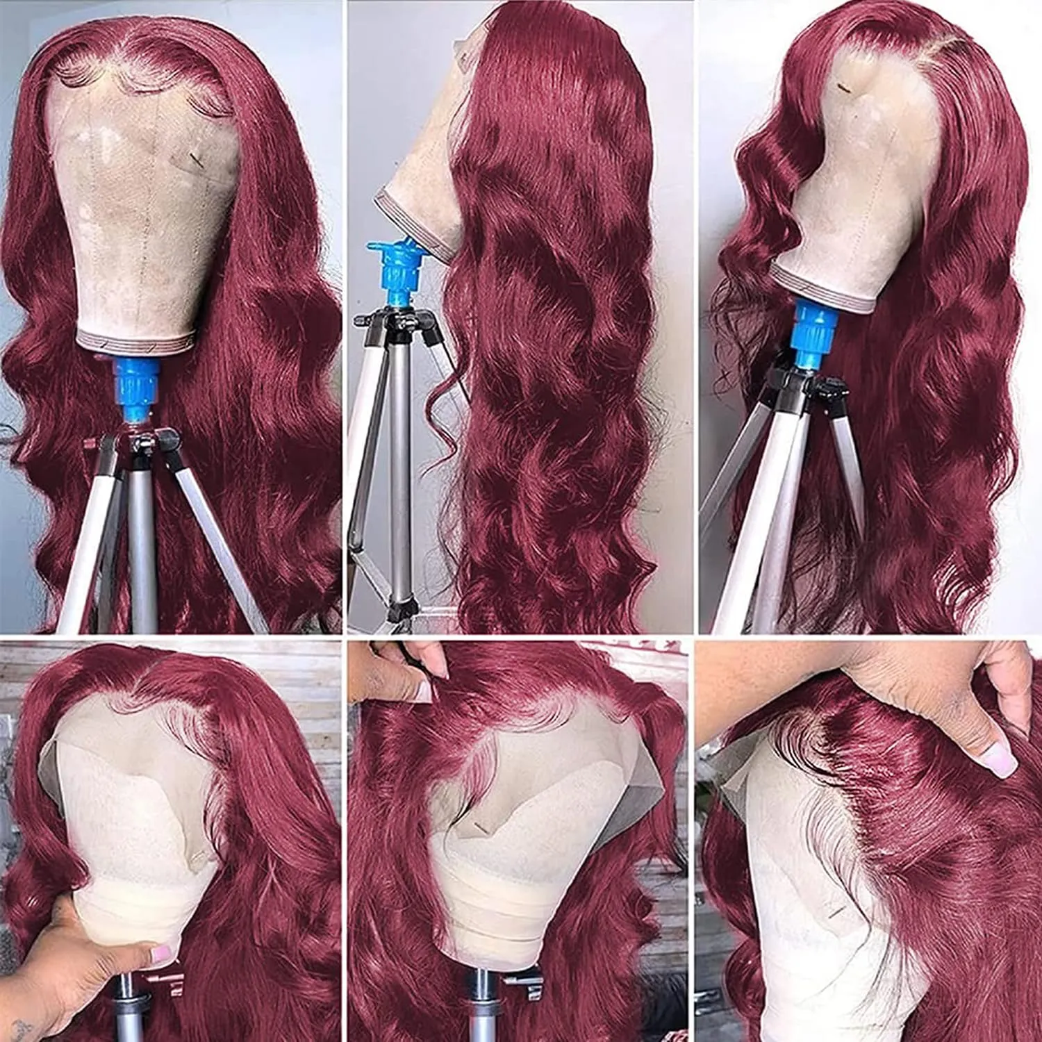 99j Burgundy Lace Front Wigs Human Hair 200% Density 13x6 Lace Front Wigs Human Hair 28 inch13x6 Body Wave Lace Front Wigs Human Hair Red Hair Wigs for Women