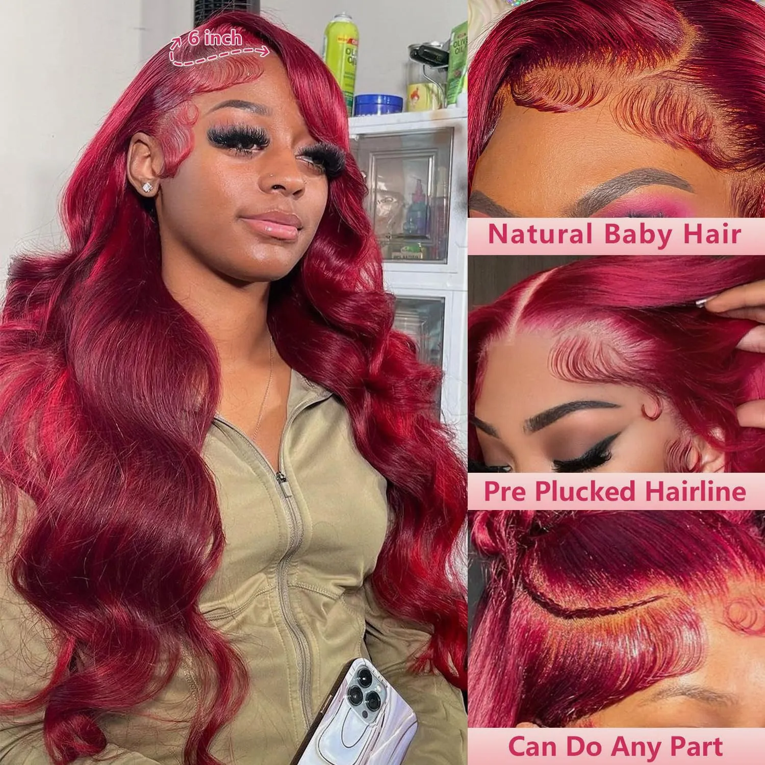 99j Burgundy Lace Front Wigs Human Hair 200% Density 13x6 Lace Front Wigs Human Hair 28 inch13x6 Body Wave Lace Front Wigs Human Hair Red Hair Wigs for Women